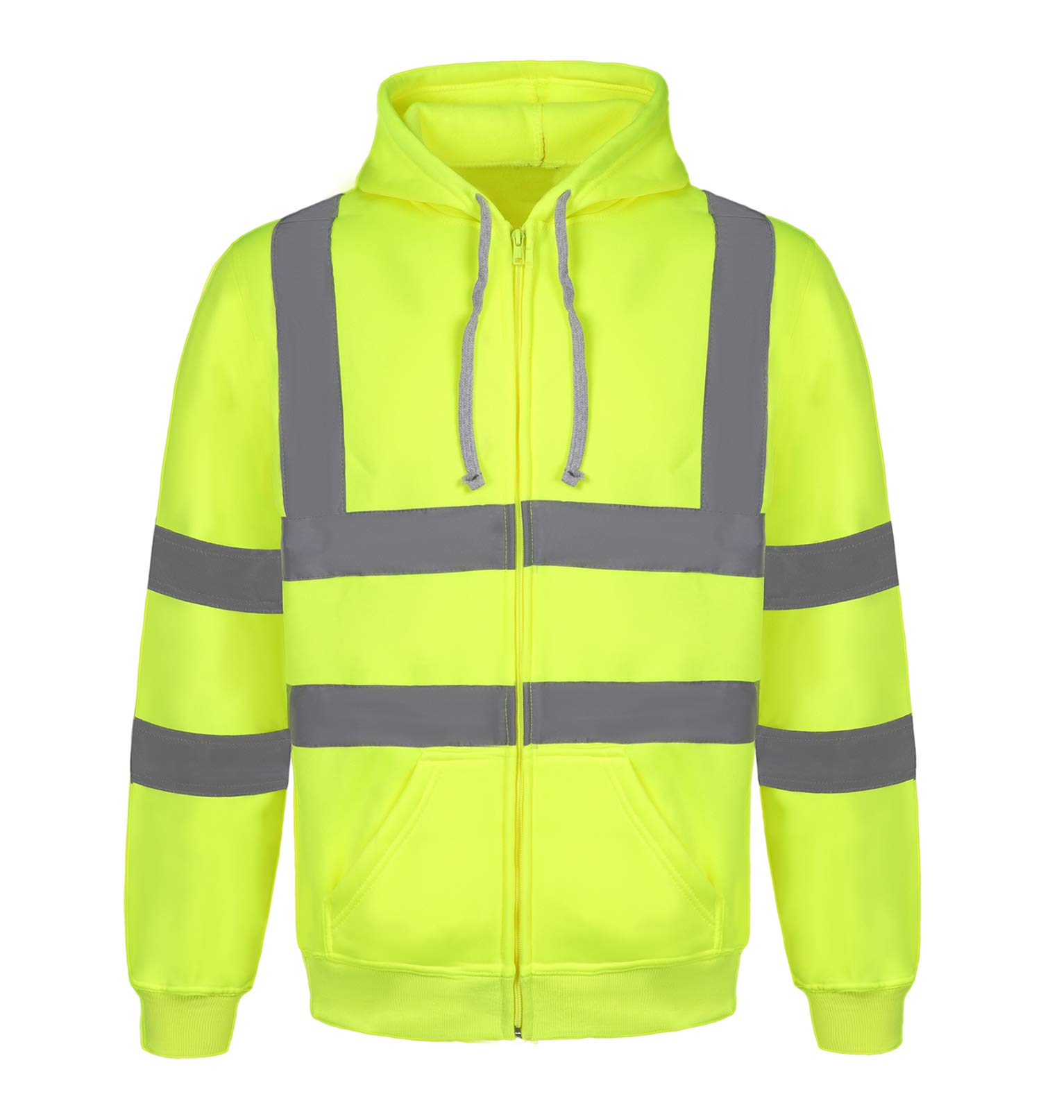 Męska odzież robocza Hi Viz Zip Up polarowa bluza z kapturem bluza odblaskowa widoczność bezpieczeństwo sweter roboczy