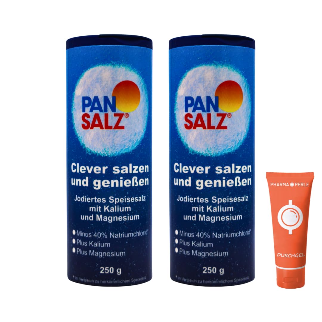 Pansalz 2x 250 g I jodiertes Speisesalz mit Kalium und Magnesium I Mineralsalzmischung I Herzgesundheit I weniger Natrium I Spar-Set plus Pharma Perle give-away