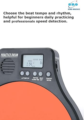Miniatura 3 de Eno Music Almohadilla de práctica de tambor para principiantes de goma con metrónomo audible 2 en 1 herramienta de entrenamiento de ritmo de