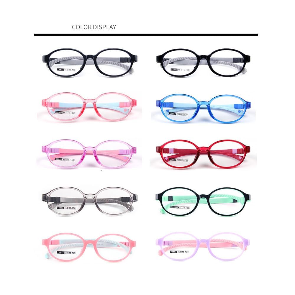 QYAJS Brillengestell für Kinder, optische Brille, TR90, flexibel, biegbar, einteilig, sicher, für Mädchen und Jungen, Blau (Alter 3–5), Blau, Small