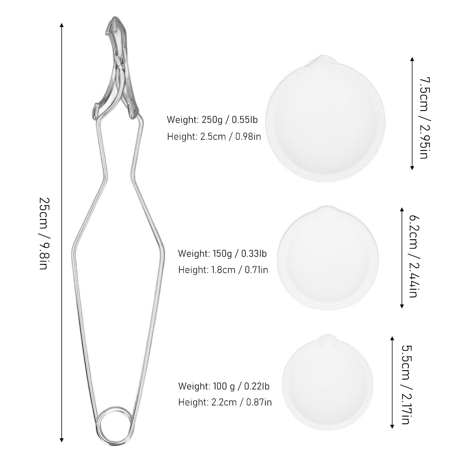 Set Crogiolo Al Quarzo da 250 G, 150 G, 100 G con Supporto in Acciaio Inossidabile, per Fondere Oro, Argento, Rame, Ideale per Gioiellieri e Metalmeccanici