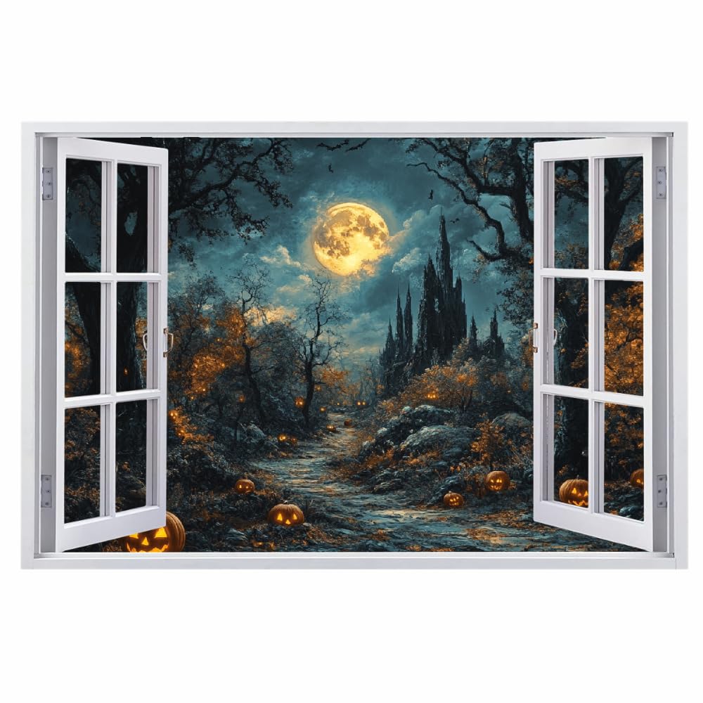 Adesivo da parete 3D rimovibile Luna Della Foresta Decorazione da parete, pavimento, Notte Sull'Albero per bagno, camera da letto, soggiorno, sala giochi, murale 120x80cm