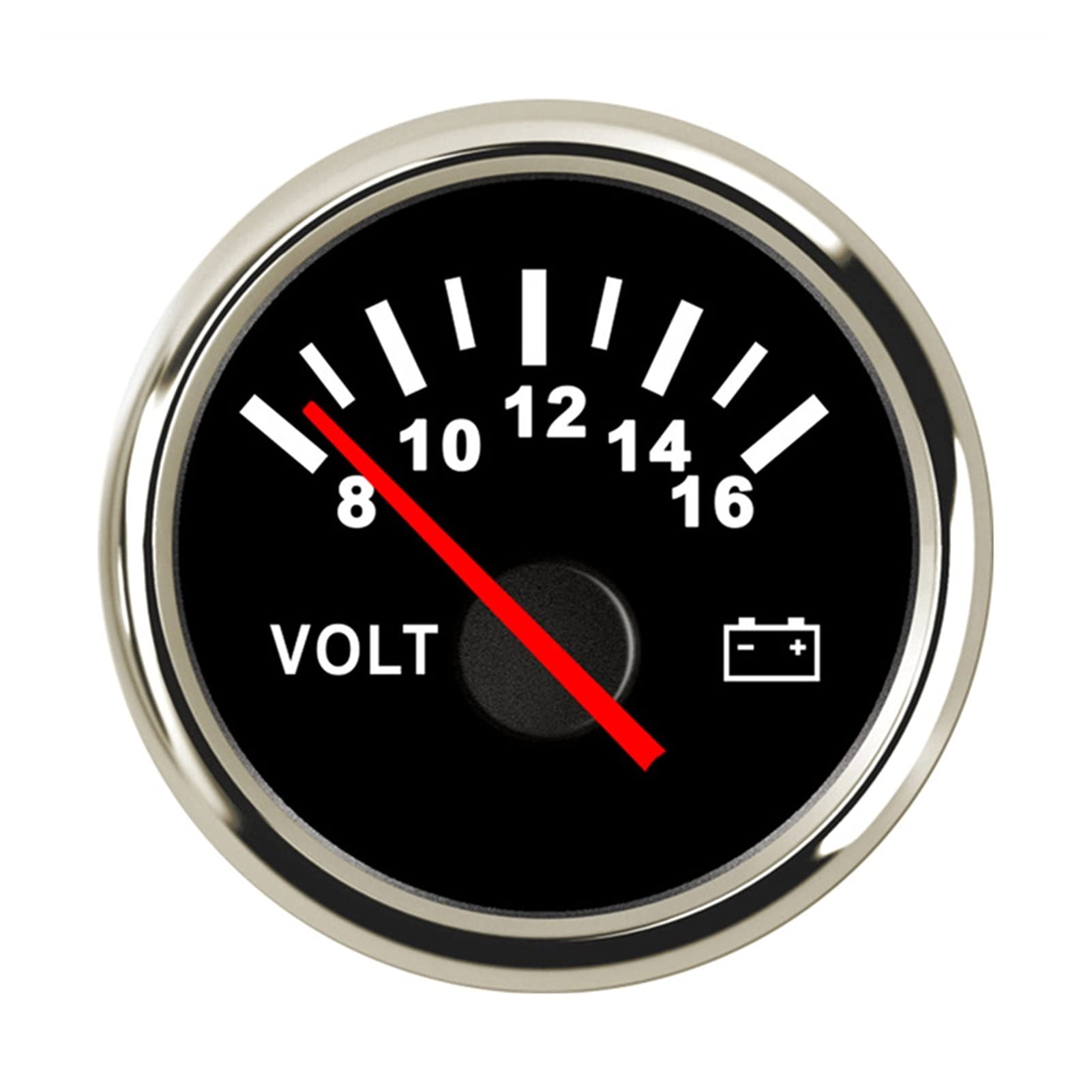 Instrumentación Voltímetro Marino de 52 mm 8-16/16-32 voltios para caravanas Barco de Coche Motocicleta Volt Medidor con retroiluminación roja 12V 24V (Color : BS)