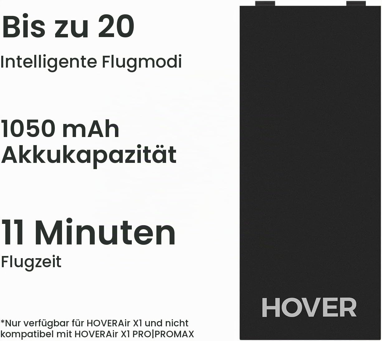 HOVERAir batteriezubehör für HOVERAir X1 Schwarz