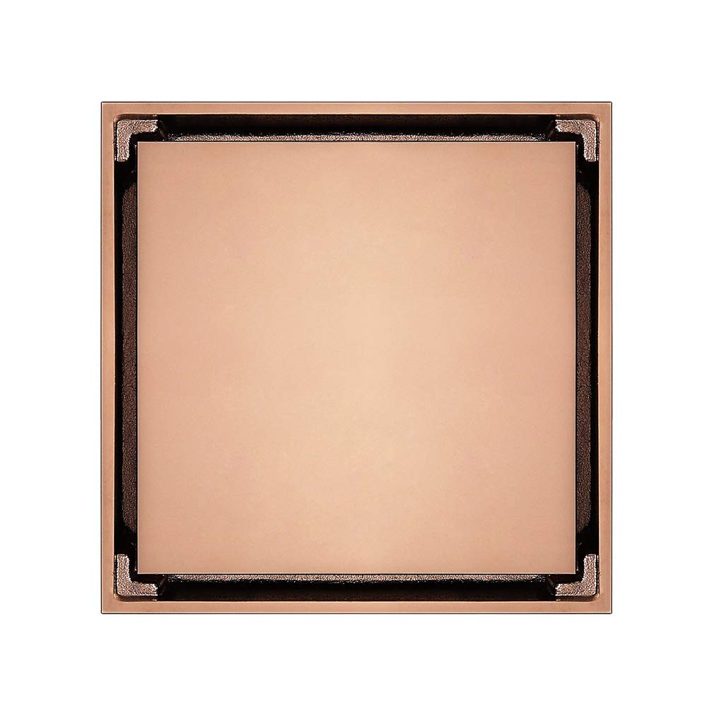 4 Pulgadas Desagüe Ducha Cuadrado Latón Oro Rosa Canaleta de Drenaje de Suelo Desodorante Gran Desplazamiento Drenaje de Ducha para Patio, Baño y Cocina