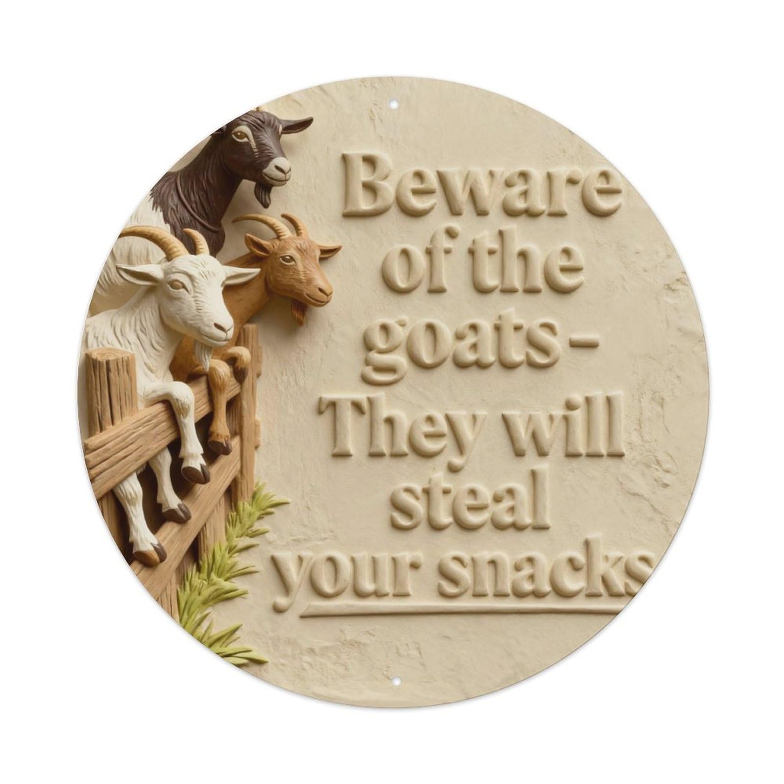 Beware Of The Goats They Will Steal Your Snacks Metal Tin Sign Plaque