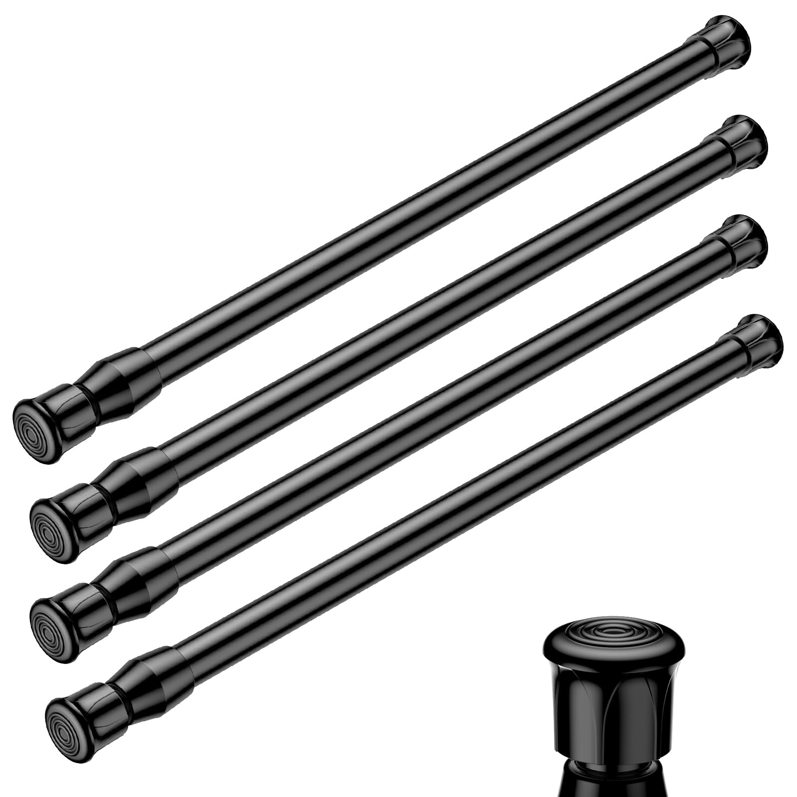 AIZESI 4PCS Black Tension Rod 12 to 19 Inch Mini Tension Rod