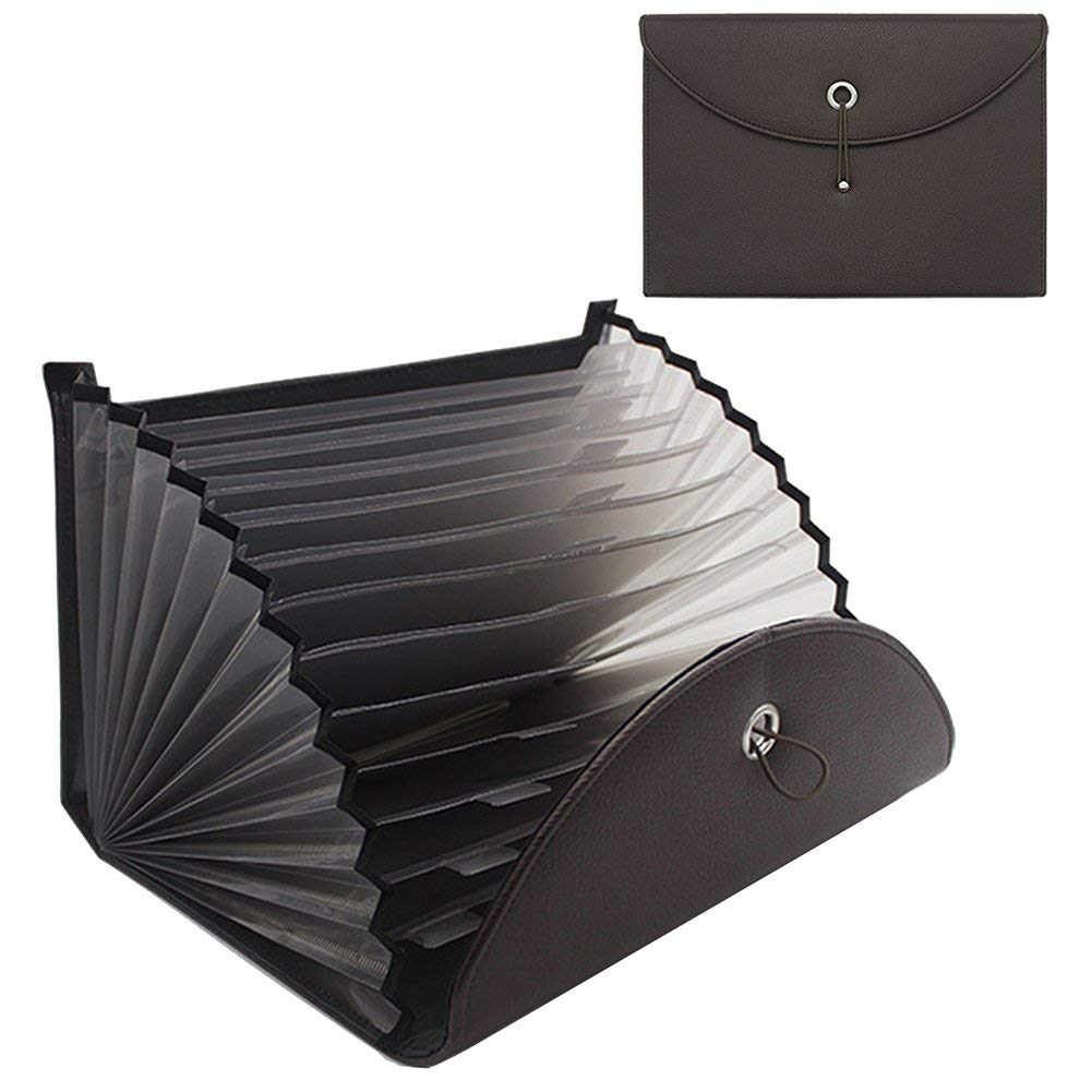 Portadocumenti A4 da Ufficio con 13 Tasche - GossipBoy Organizzatore di File espandibile in Ecopelle Cartella da Lavoro a Fisarmonica - Design con Chiusura Facile