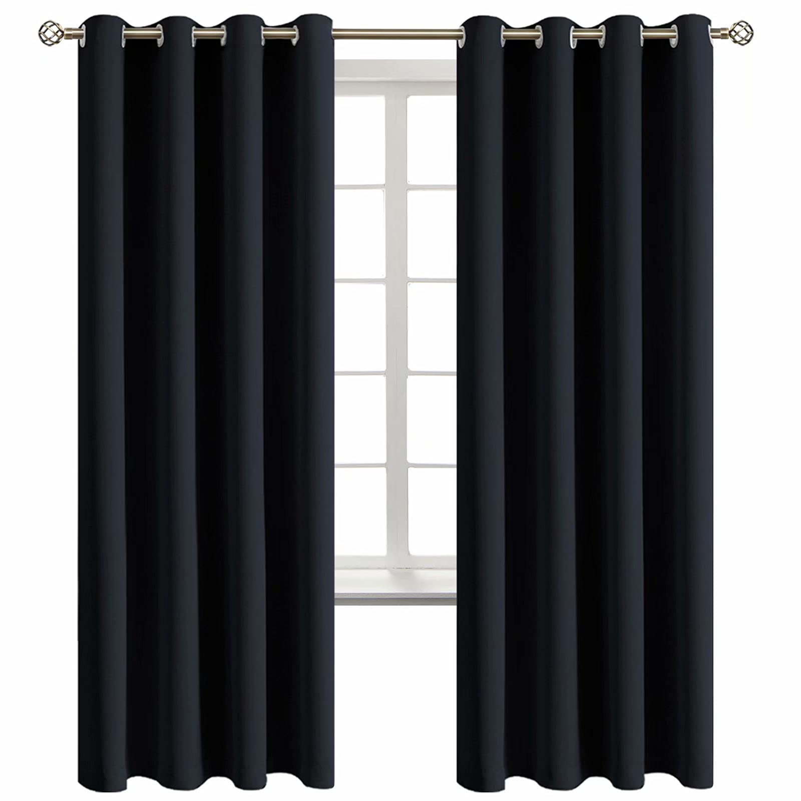 BGment Black Blackout Curtains for Bedroom 72 Inch Long - 2 Panels