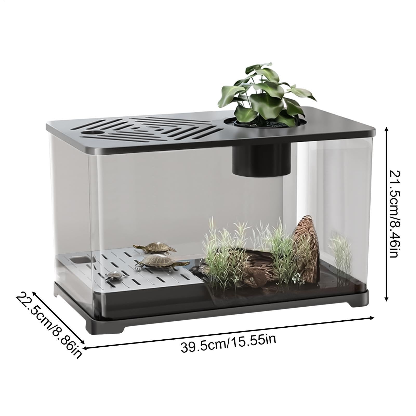 Acuario Acuario Grande Kit Completo de Escritorio | Pecera Moderna Vista Panorámica con Zona Descanso Tortugas para Guppis Bettas Medusas Gambas Pisos Oficina en Casa