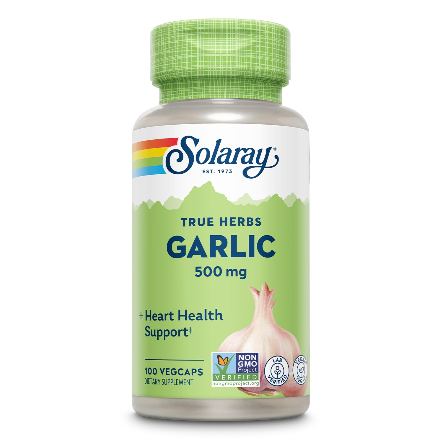 SOLARAY Garlic Bulb 500 mg | Healthy Immune, Circulatory & Cardiovascular Systems Support | Vegan, Non-GMO | 100 VegCaps