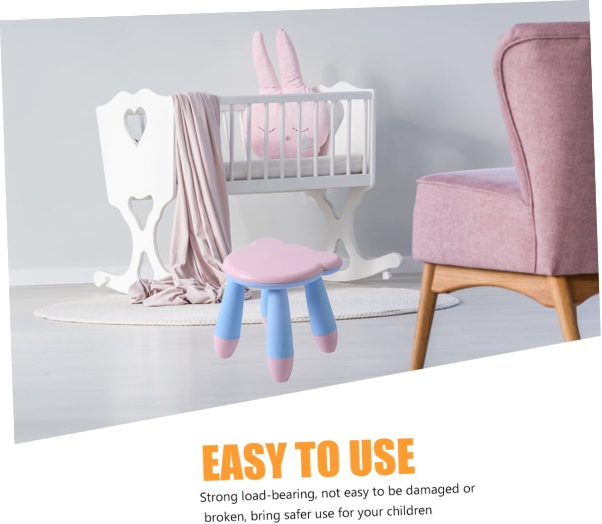 s Anti-Slip Cartoon Plastic Stool, Small Non-Skid Sitting Stool with Cute Bear Design, Thickened Footrest for ’ Home and Preschool Use, 1pcs Pink