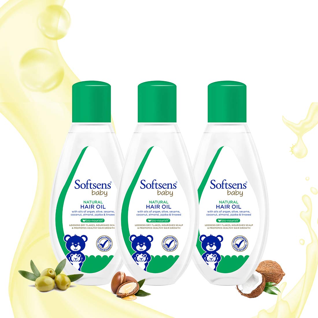 Softsens Baby - Natural Hair Oil | Enriched With Natural Oils of argan | Free from parabens, sulfates and harmful chemicals (Pack of 3)-image-27
