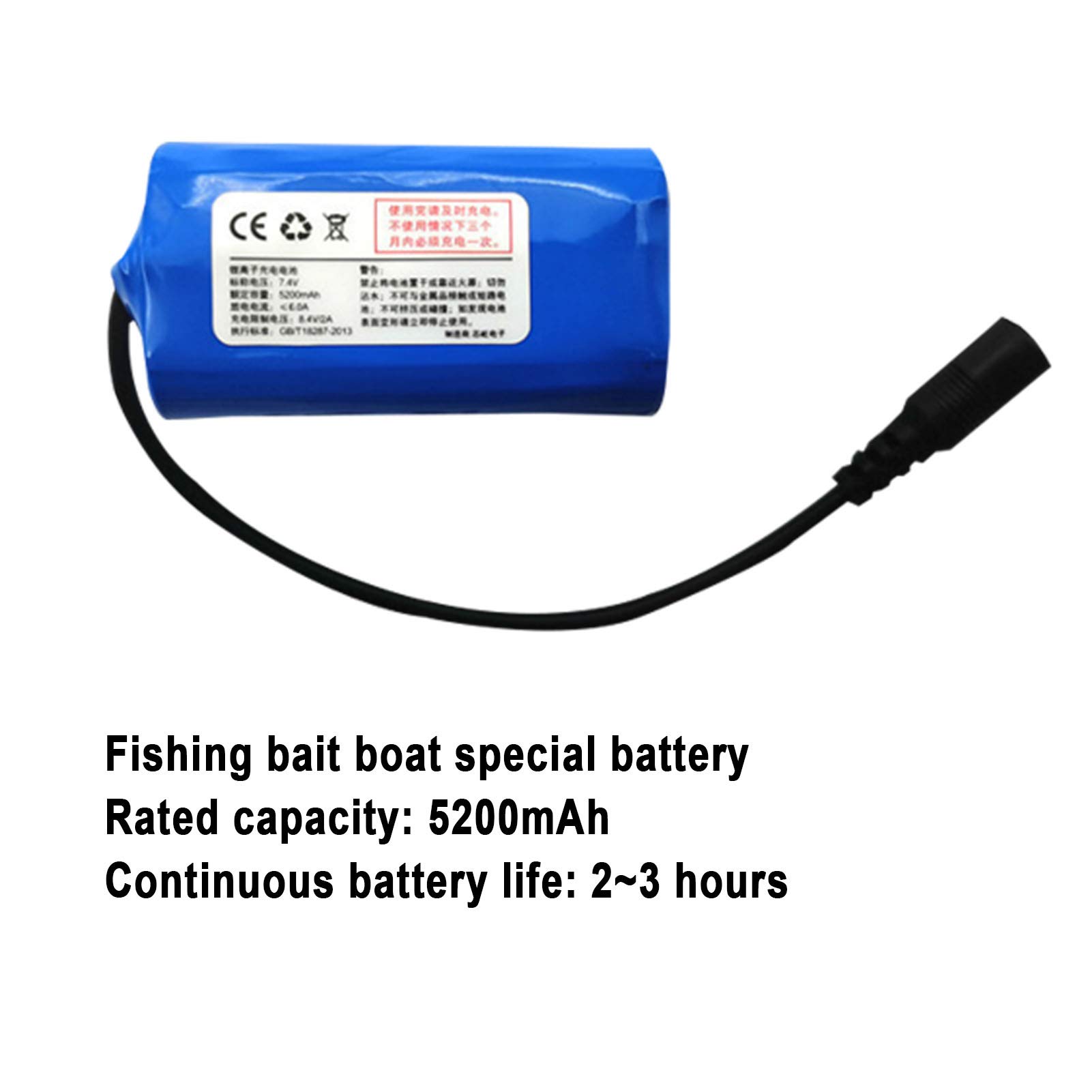 Control Remoto RC Barco, 7.4V Batería De Litio De Gran Capacidad, Accesorios De Baterías De Litio Señuelo De La Pesca Marina RC,7.4V 5200mAh