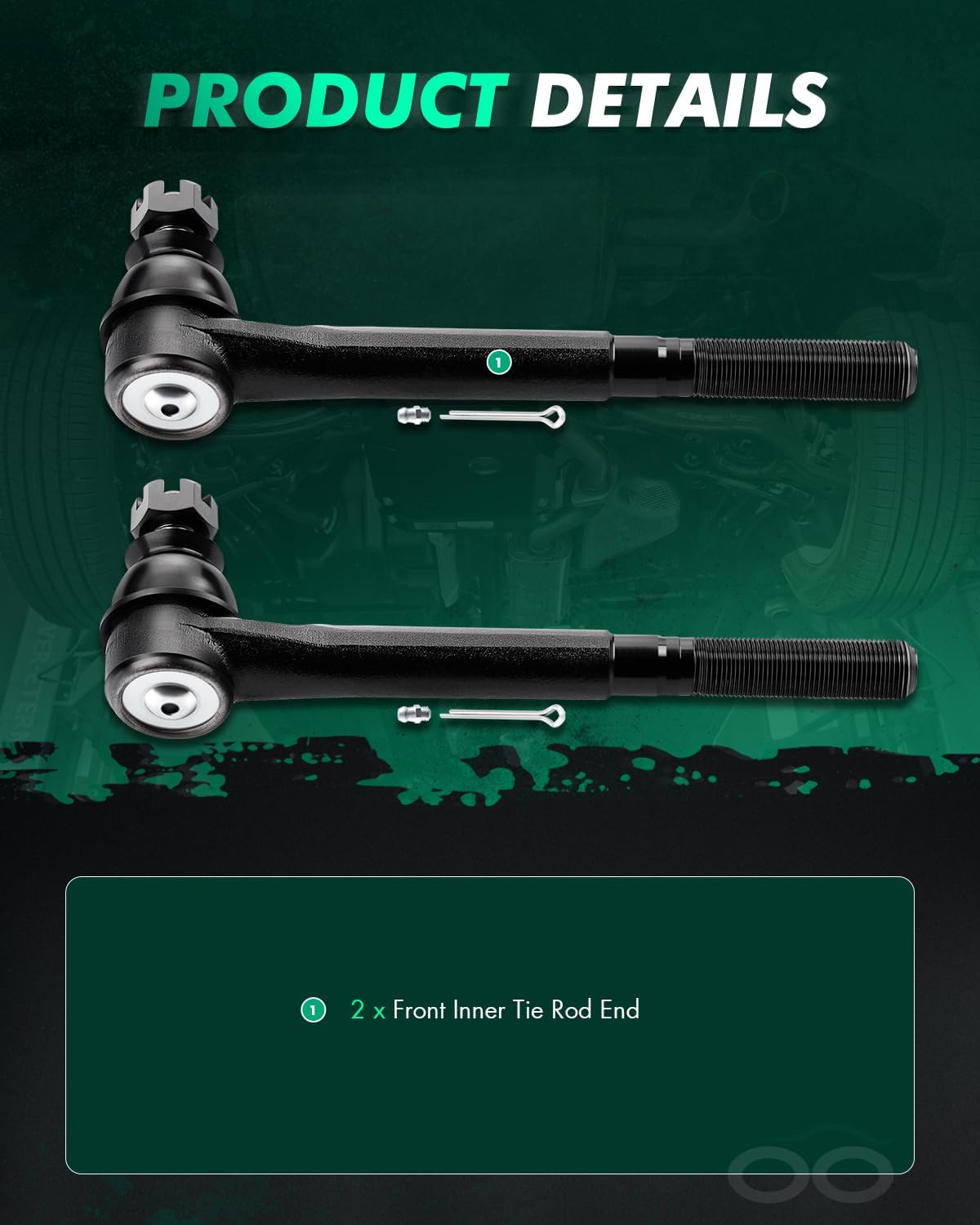 SCITOO 2pcs Suspension Kit 2 Front Inner Tie Rod Ends Steering Tie Rods Replacement 1994-1996 for Dodge Ram 2500 1994-1999 for Dodge Ram 1500 2500HD Ram 3500