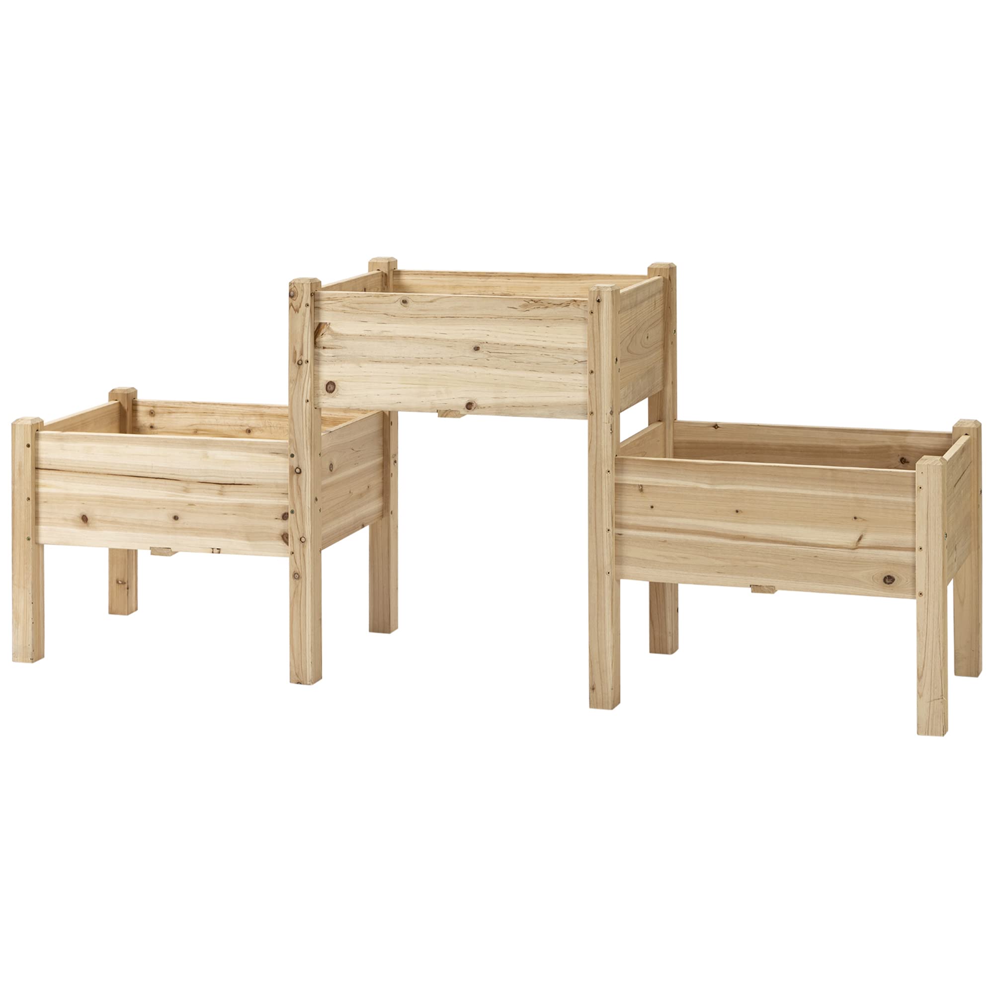 Outsunny Jardinière sur Pieds carré Potager 2 étages dim. 184L x 45l x 80H cm Inserts d'irrigation Bois Sapin pré-huilé | Inserts d'Irrigation, Bois Sapin Pré-huilé