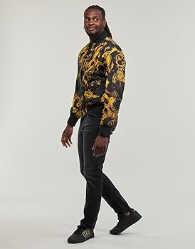 ★VERSACE JEANS COUTURE★ヘリンボーンニットジャケット★ Denim jacket with white print brand VERSACE JEANS COUTURE