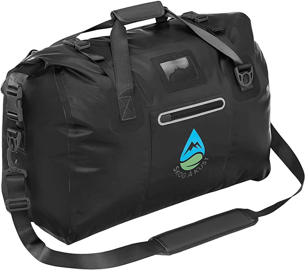 Skog Å Kust Duffelsak Heavy Duty Waterproof Duffel - Gear Bag for Sports, Travel, & More - 90L Black