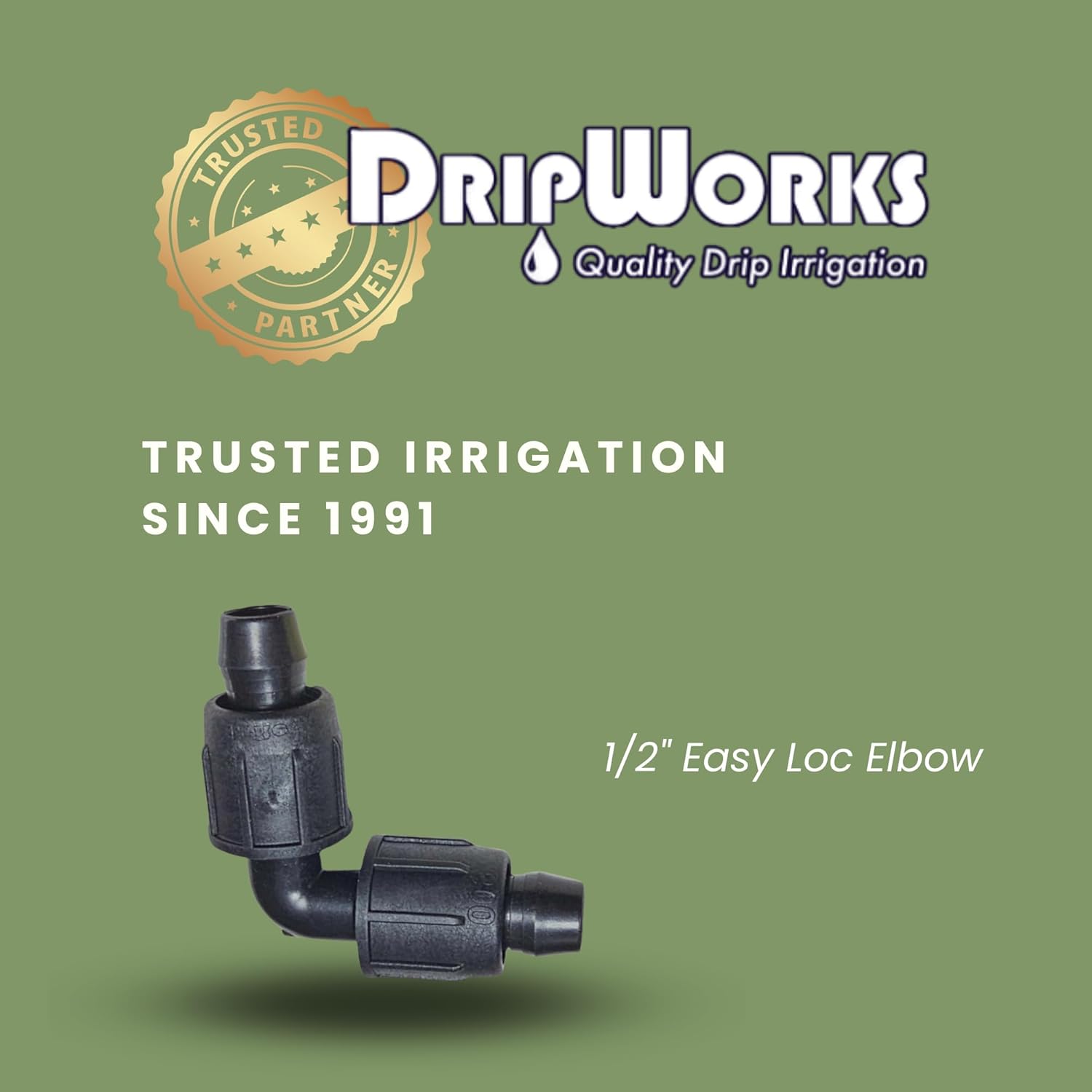 Irritec 1/2" Easy Loc Elbow Fitting – 90° Connector for Drip Tubing | ELL | A1-HE66