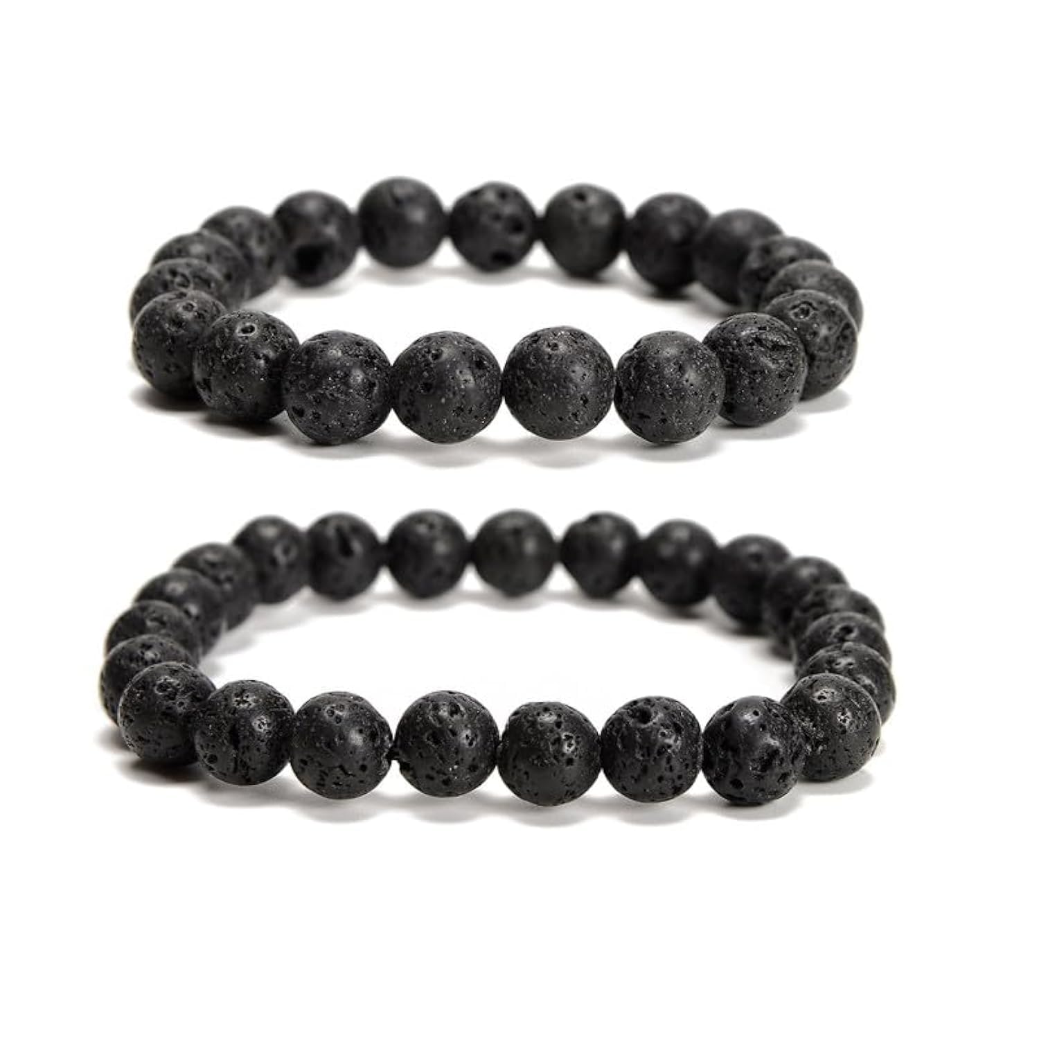 MOCHAMIK Perlenarmband, runde Edelsteinperlen-Stretch-Armbänder für Damen und Herren als Geschenk