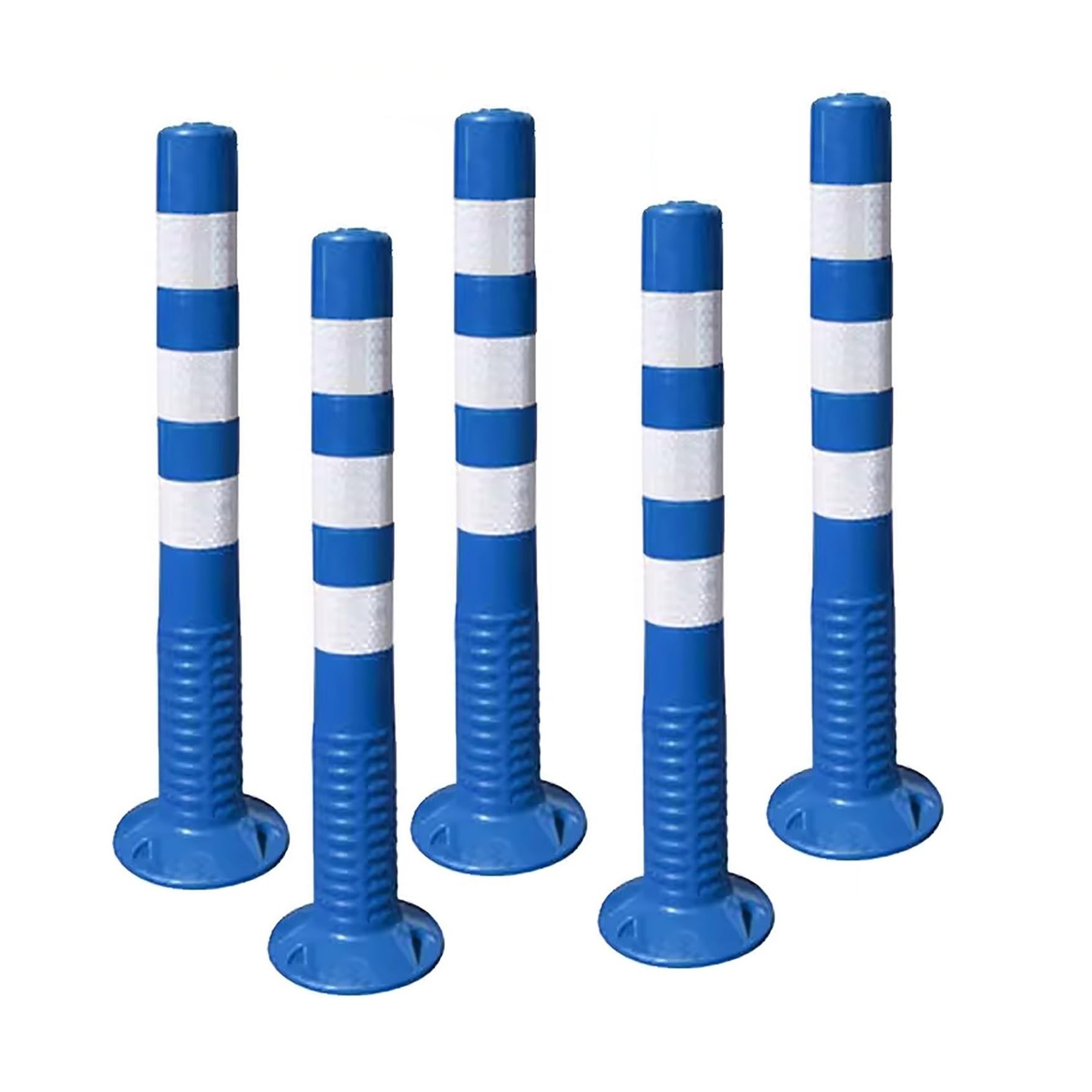 WDSOPK Parking Pile 5 Pack Safety Bollard Post, Flexible Traffic Security Posts for Driveway（Red）