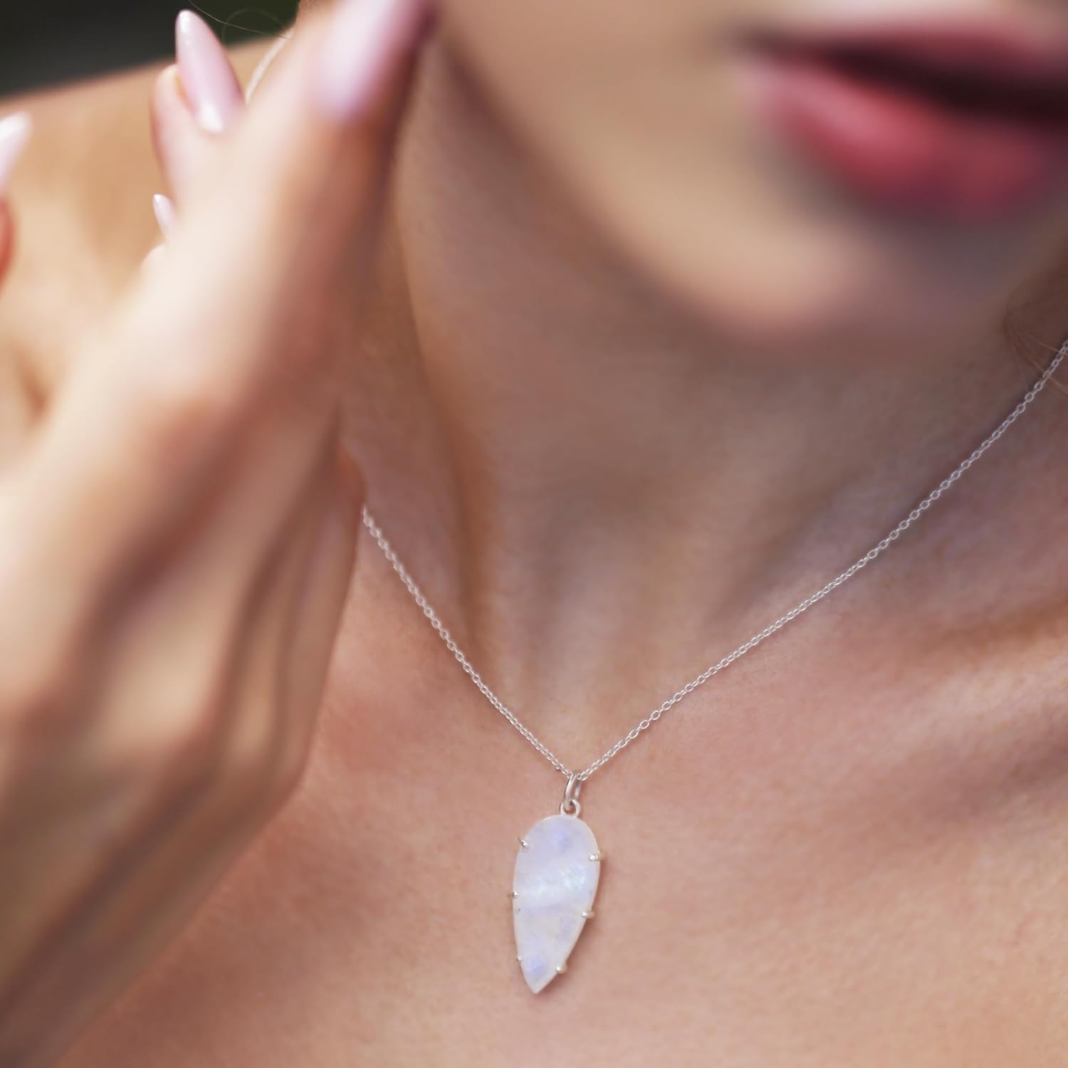 Lunatik Moonstone Necklace for Women, 925 Sterling Silver – Elegant Pendant with Natural Moonstone, June Birthstone Jewelry, Dainty Handmade Gift for Her - Image 4
