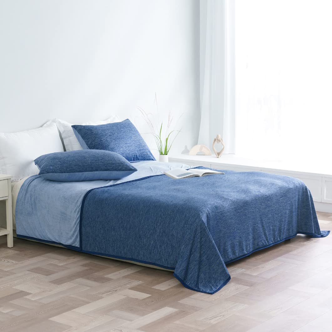 MIULEE Coperta Estiva con Fibra di Raffreddamento Giapponese Arc-Chill Q-Max 0.4 Fresca Morbido Coperta Letto Fresco Entrambi Lati Super Morbido Traspirante 150CMX200CM Blu