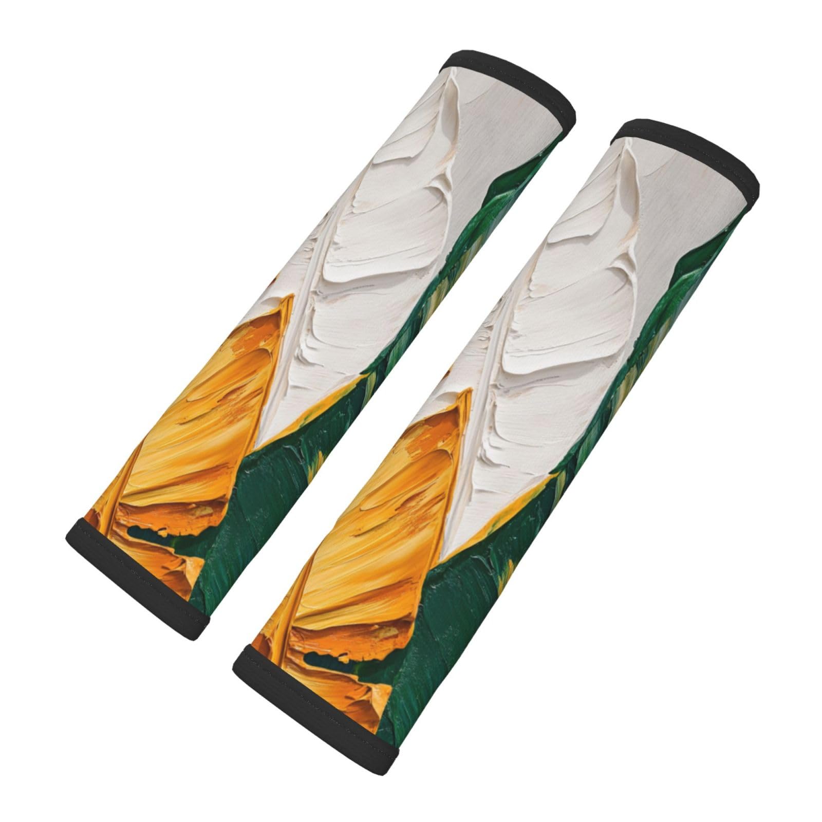 Light Green Yellow Large Leaves Abstract Car Seat Belt Cover 2 Pack Seatbelt Strap Shoulder Pad Protector Universal Comfort for Car
