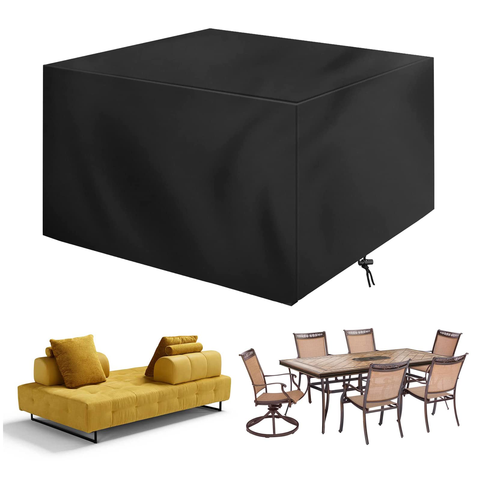 Copertura impermeabile per mobili da giardino, 90 x 90 x 75 cm, protezione per tavolo rettangolare in tessuto Oxford traspirante, protezione per mobili da giardino, protezione resistente alle