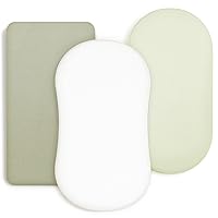 Vista 23 de GRSSDER Juego de sábanas ajustables ultra suaves para moisés, 3 unidades, ajuste universal para moisés, cuna, cesta de moisés, colchón ovalado