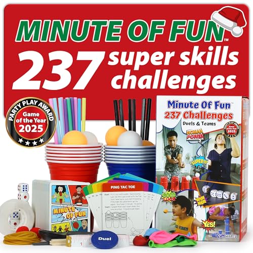 Product Image of the Funwares Original 237 Minute of Fun Games - Minute to Win It Family Party & Travel for Kids & Adults, 2-12 Players! Ready to Play Right Out of The Box!