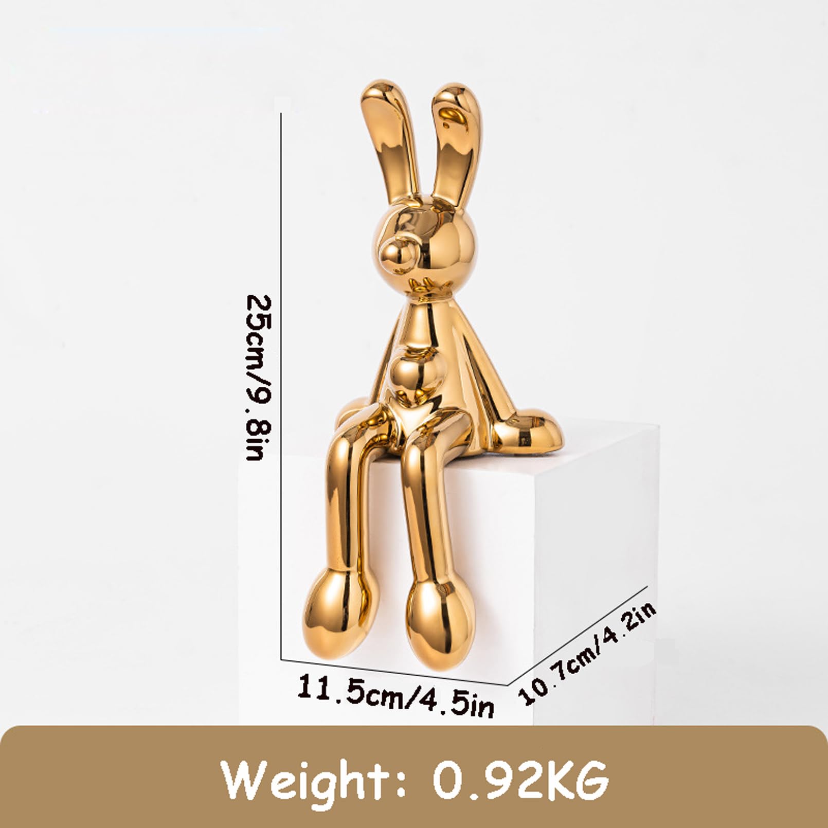 Cutfouwe Deko-Hasen Mit Herz - Keramik Osterhasen Figuren Set Für Stilvolle Ostern Dekoration-25Cm,Gold