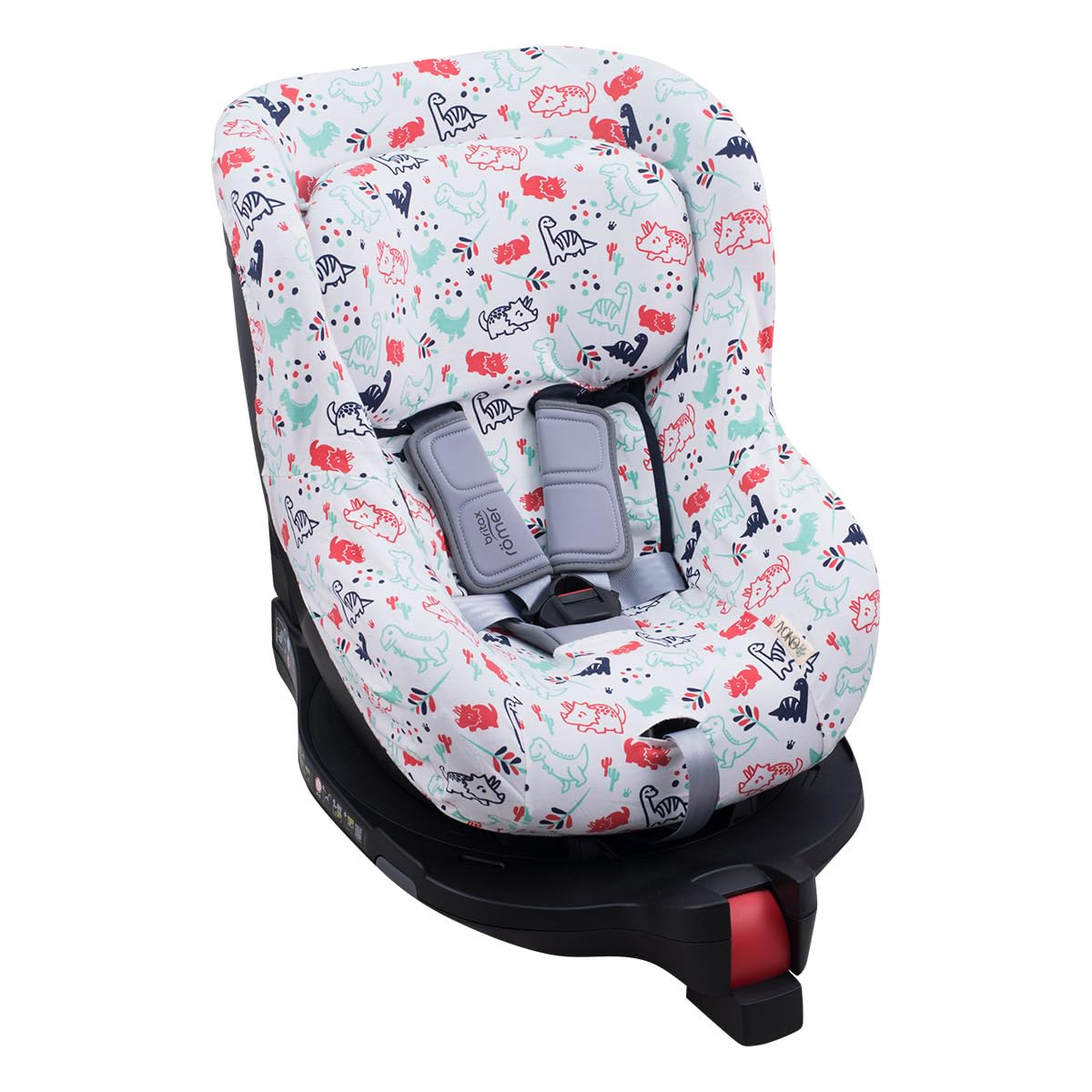 JYOKO Kids Bezug kompatibel mit Romer DualFix, DualFix Isize, SwingFix Isize autokindersitz, aus Baumwolle (Dino Party, DUALFIX-ISIZE -SWINGFIX ISIZE)