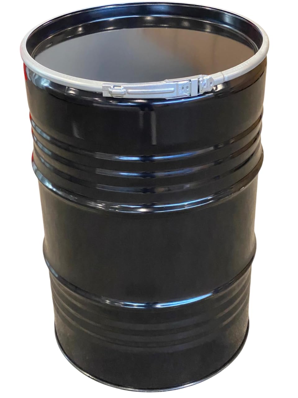 Metallfass 210 Liter Blechfass Fass Ölfass Tonne mit Spannring und Deckel Schwarz NEU