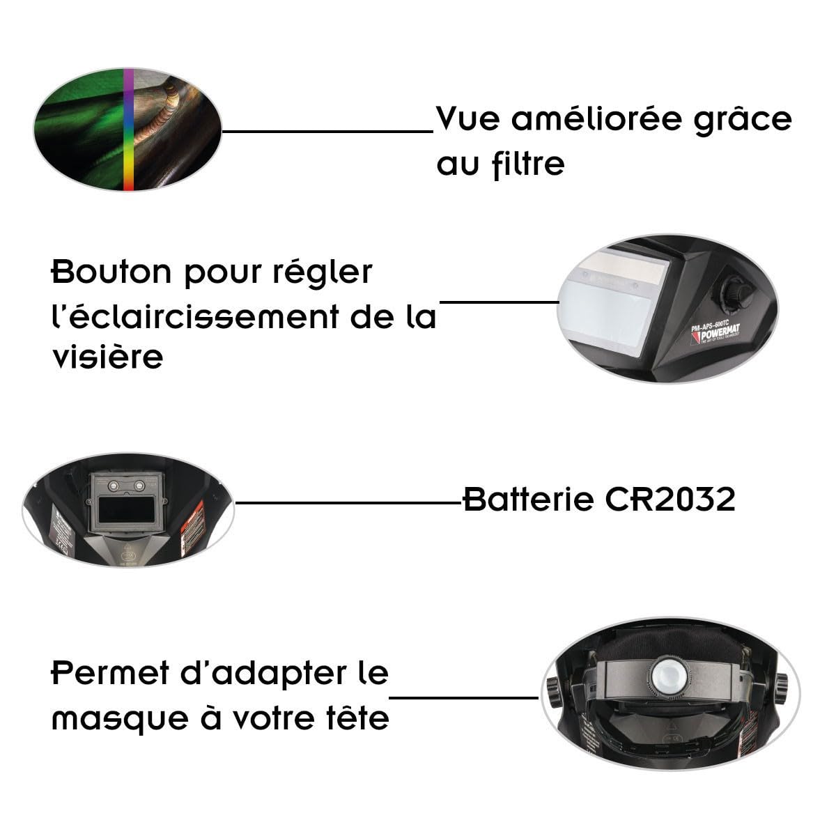 Masque de soudure professionnel auto-obscurcissant échelon 9/13 DIN