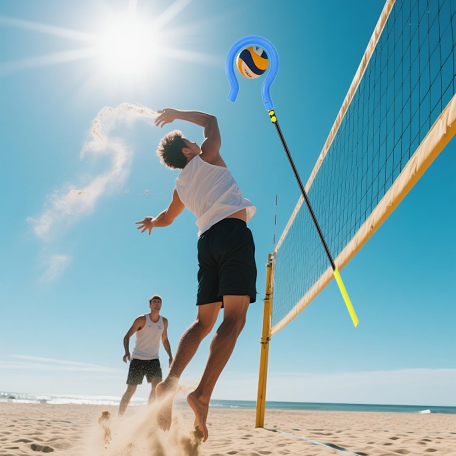 Entraîneur de Smash Volley-Ball Réglable 105-185 cm pour Exercices Service Frappe Débutants