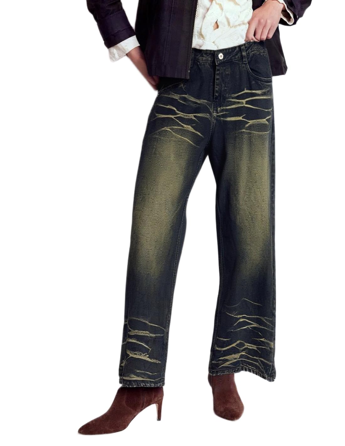 sylor Baggy Denim Jeans in Black Shade, | Size 32-picture-54