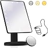 Makeup Vanity Mirror with Lights and 22 LED Lighted Makeup Mirror, Detachable 10X Magnification, Adjustable Dimming Touch Sensor, Dual Power Supply, 270° Rotation, Portable Cosmetic Mirror - Black