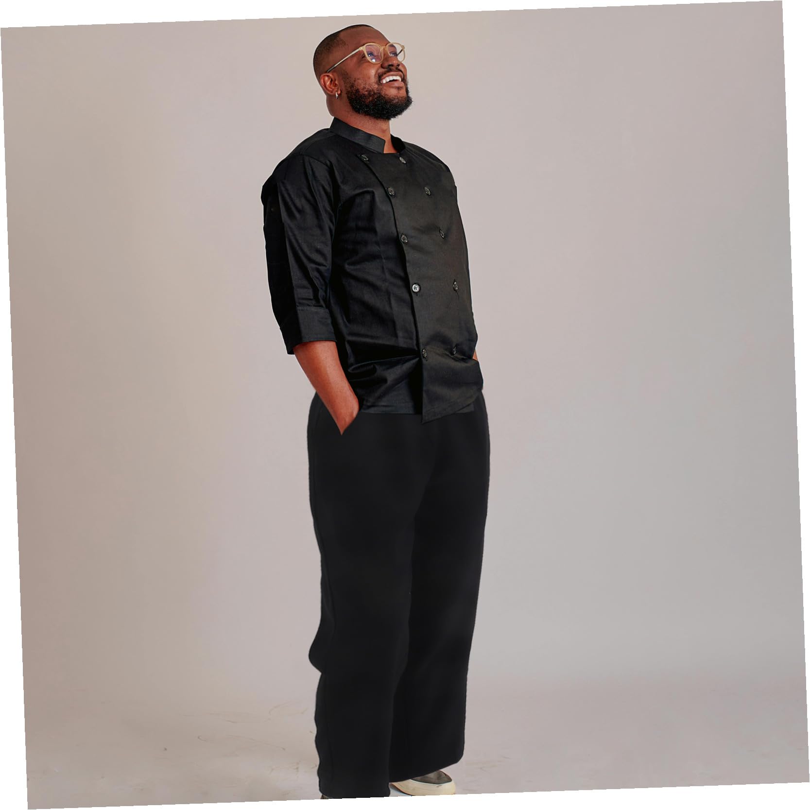 Luxshiny Pantalone da Chef Uomo Nero M in Poliestere-Cotone | Cucina e Hotel, Traspirante e Antiolio, Abbigliamento da Lavoro per Ristorante