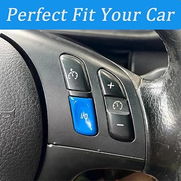 Car Steering Wheel Control Switch Button Cover Replacement for M3 E46 1998-2004 Movement Mode IO Button Trim Cap(Blue)