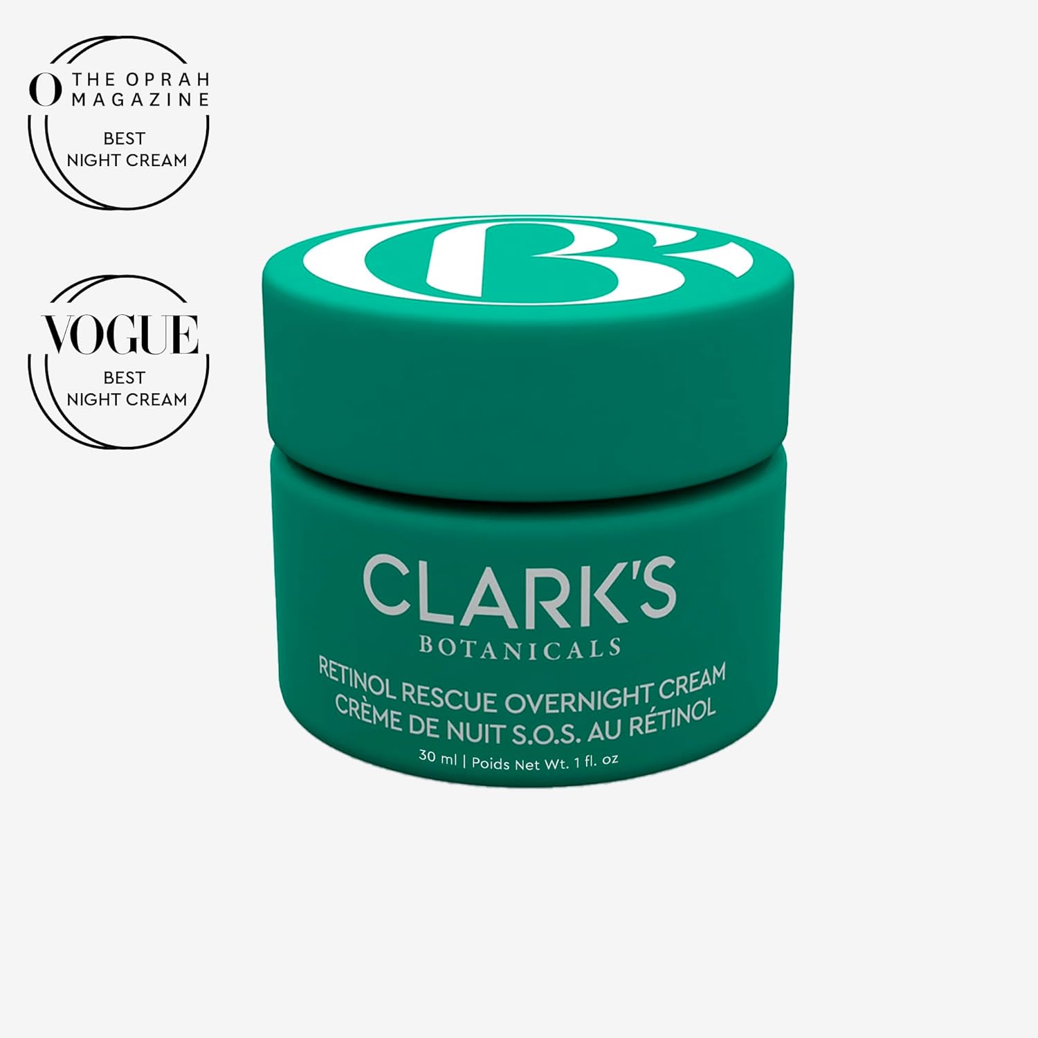 Clark's Botanicals Retinol Rescue Overnight Cream: Reduce Redness, Smooth Fine Lines & Hydrate with Vitamin C + Hyaluronic Acid