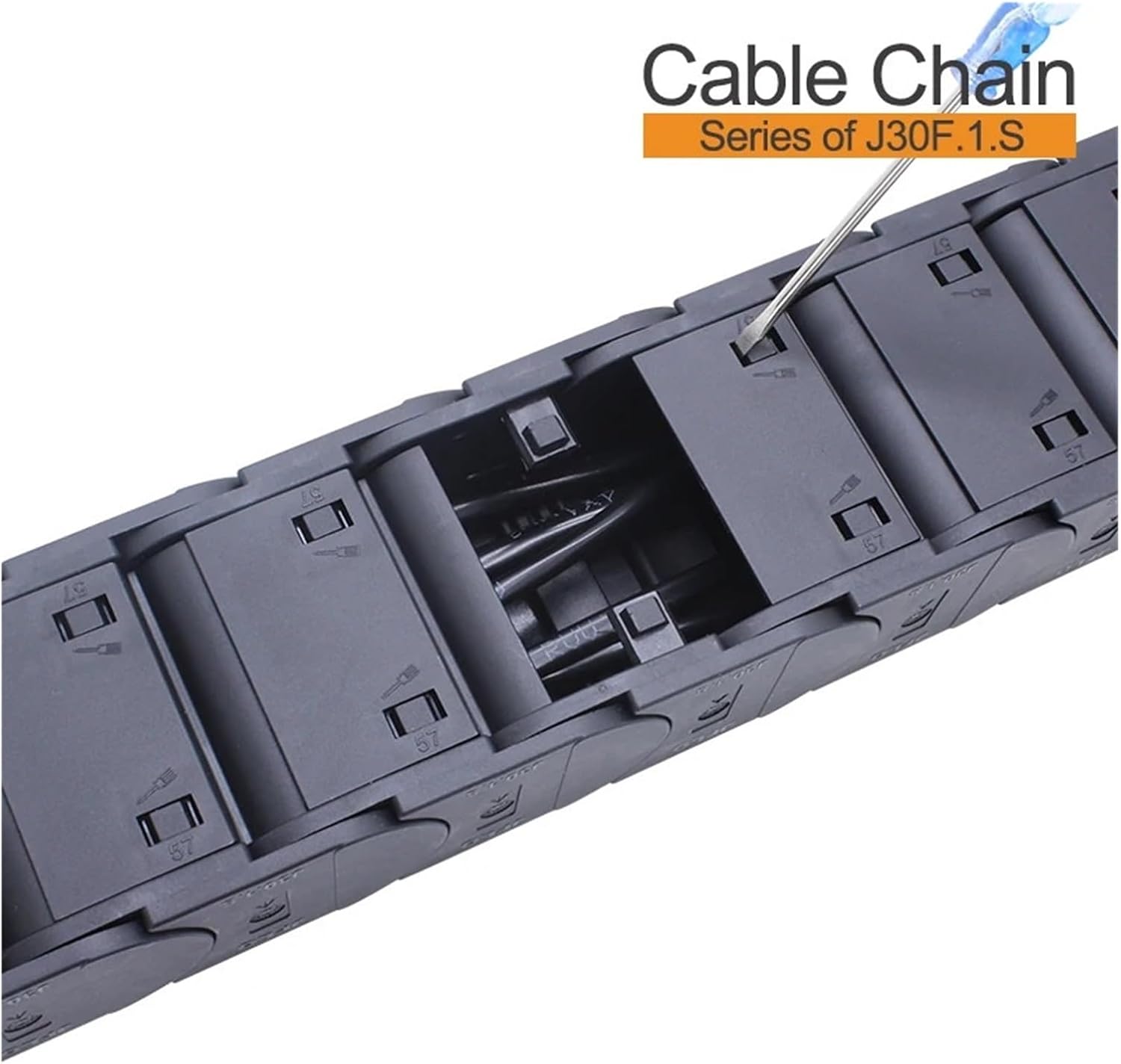 BIRAN 1-Meter Cable Drag Chain.Series of J30F.1.S-enclose Type Both Side Opening(150mm,30x38 mm-FJT)