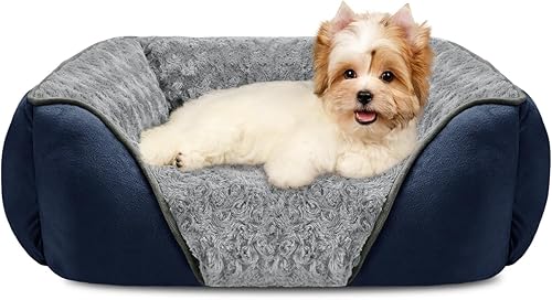 Miniatura 7 de INVENHO Cama mediana para perros grandes, medianos y pequeños, rectangular, lavable, sofá ortopédico para perros, cama suave y calmante para