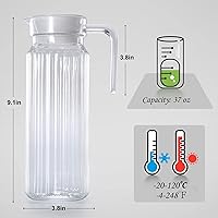 Vista 3 de Acrylic Pitcher 37 oz, OEH Unbreakable Clear Plastic Pitcher with Lid, BPA-Free, Heat-Resistant Small Plastic Water Pitcher for Tea, Sangria