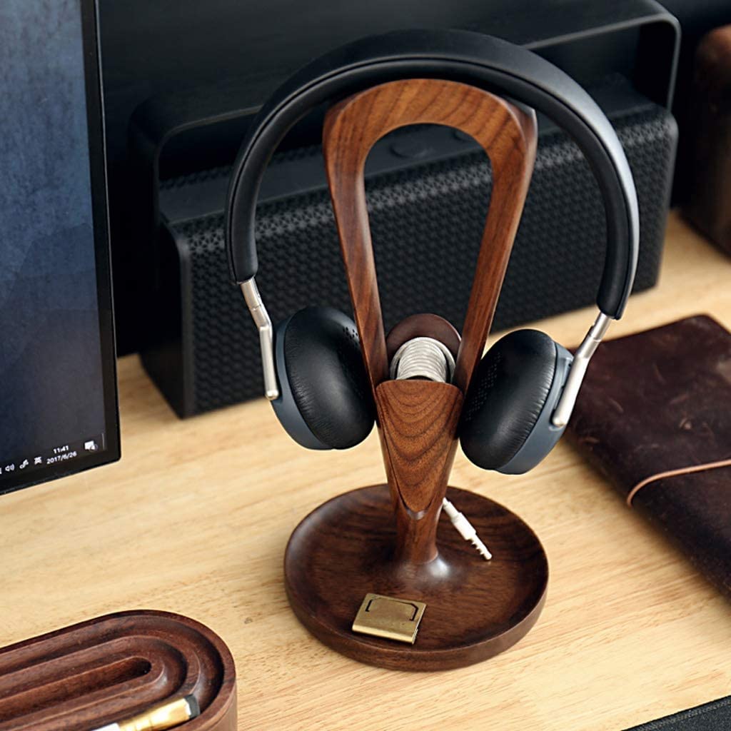 Stand Cuffie Supporto per Cuffie Supporto per Cuffie in Legno Pratico Supporto per Cuffie Supporto Universale per Cuffie Supporto per Cuffie Accessori Regalo Supporto Cuffie (Blue : A-Black Walnut)