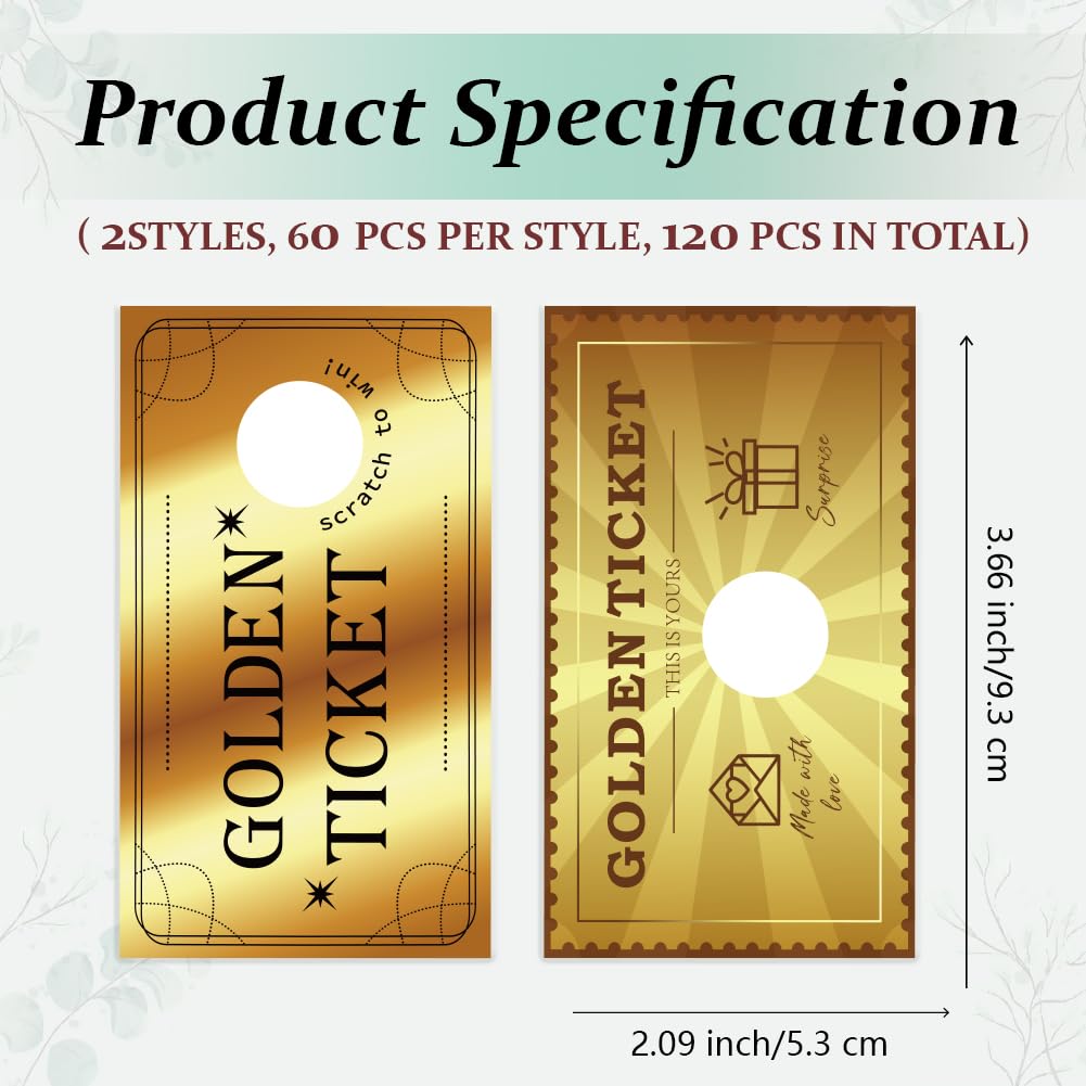 PLIGREAT 120 Pack Golden Ticket Scratch Off Tickets with Stickers DIY Your Own Scratch Cards Scratch Off Tickets DIY Coupon Cards for Small Business Holiday - Image 2