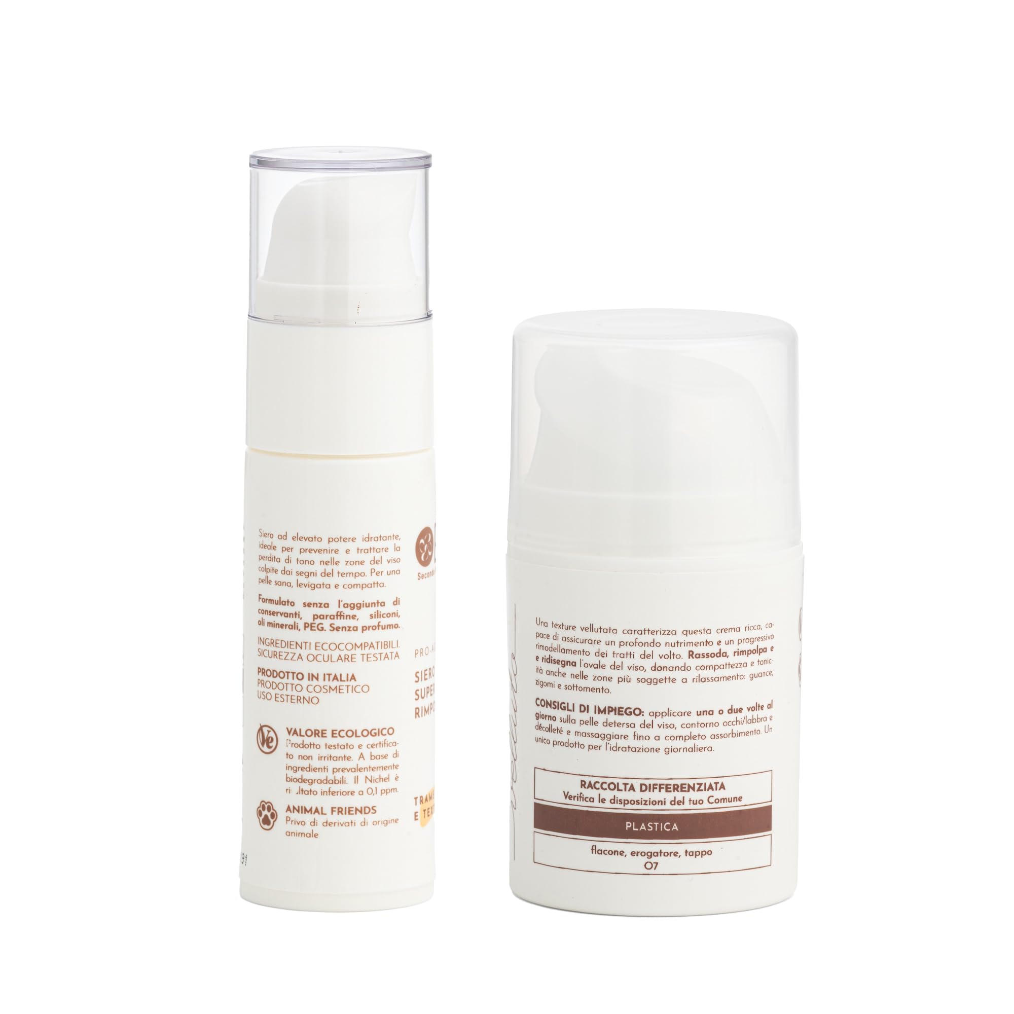 EOS NATURA Kit Viso Velluto – Siero Idratante 30 ml + Crema Ridensificante 50 ml – Trattamento Anti-Age Naturale per Viso, Occhi, Labbra e Décolleté – Pelle Rimpolpata e Ovale Ridefinito