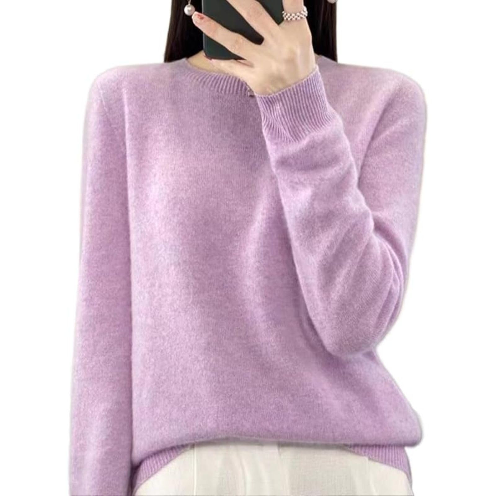 Cashmere Sweaters for Women Crew Neck Long Sleeve Soft Knitted Pullover Sweater Womens Cashmere Sweater Wool Tops