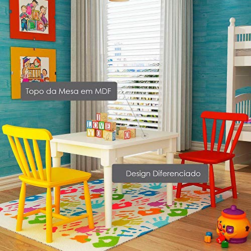Conjunto Mesa com 2 Cadeiras Infantis - Madeira Maciça