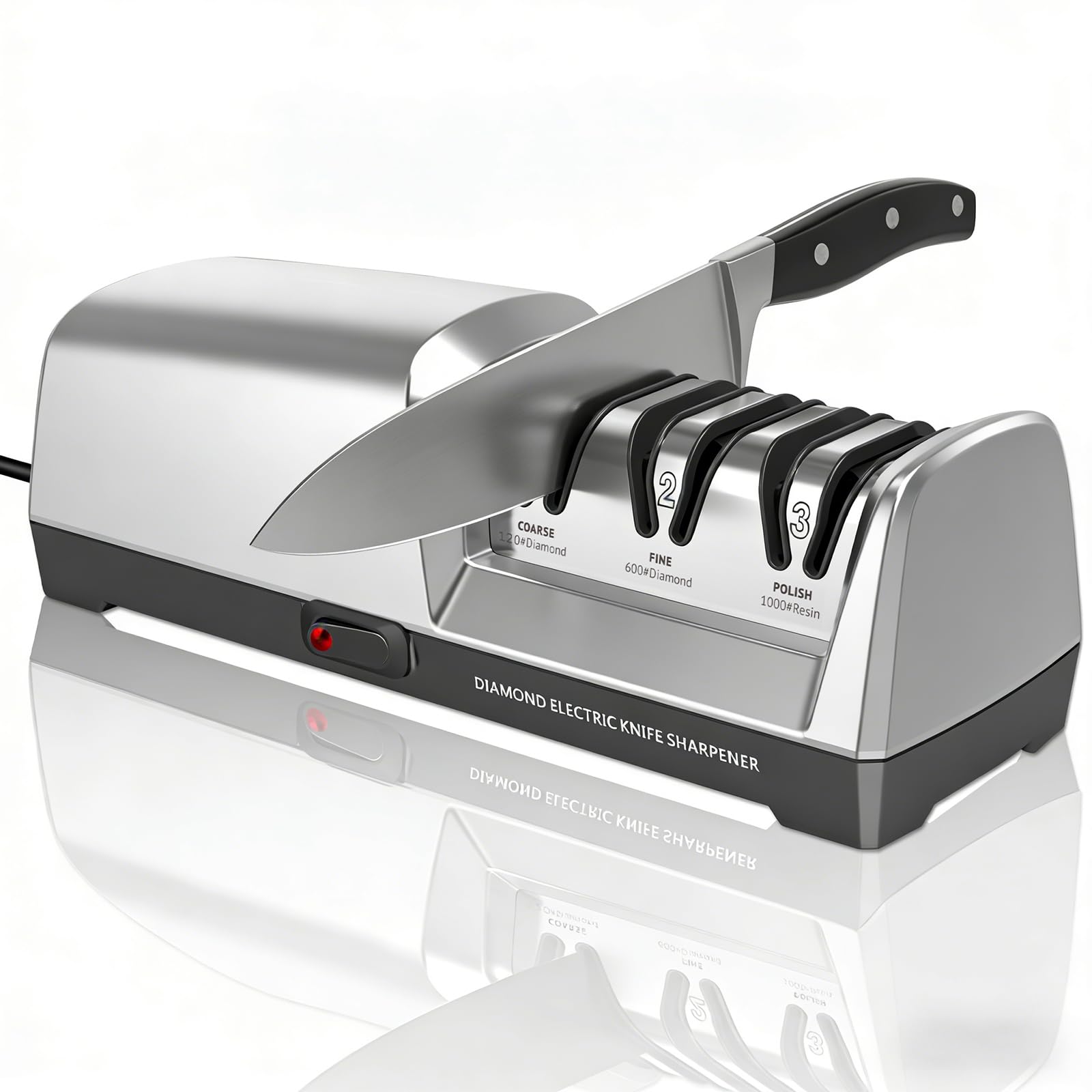Electric Knife Sharpener 3 Stage With 100 Diamond Abrasives and 15 Precision Angle Guides Knife Sharpener Electric for
